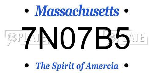 7N07B5 Massachusetts License Plate