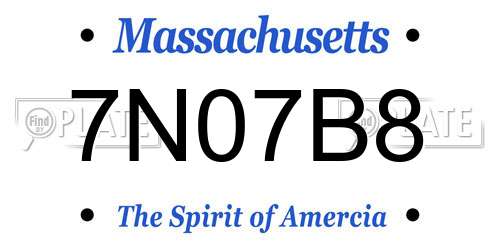 7N07B8 Massachusetts License Plate