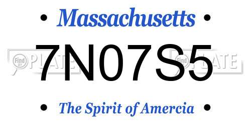 7N07S5 Massachusetts License Plate