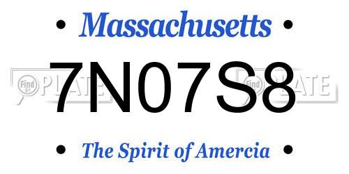 7N07S8 Massachusetts License Plate