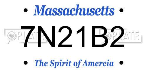 7N21B2 Massachusetts License Plate