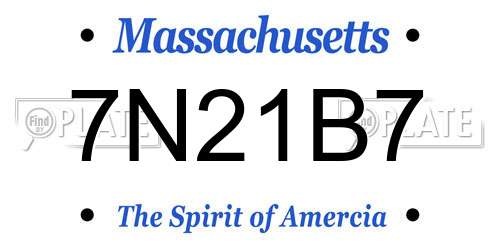 7N21B7 Massachusetts License Plate