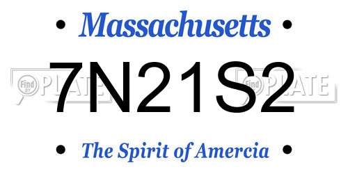7N21S2 Massachusetts License Plate