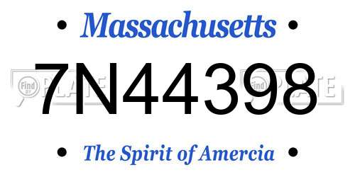 7N44398 Massachusetts License Plate