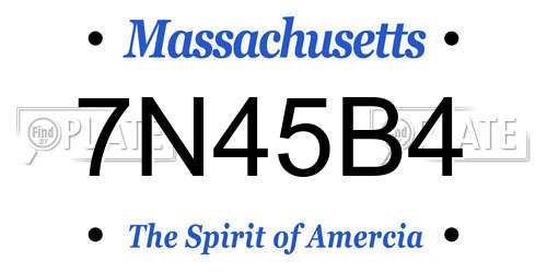 7N45B4 Massachusetts License Plate
