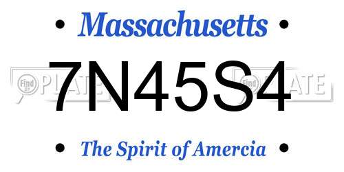 7N45S4 Massachusetts License Plate