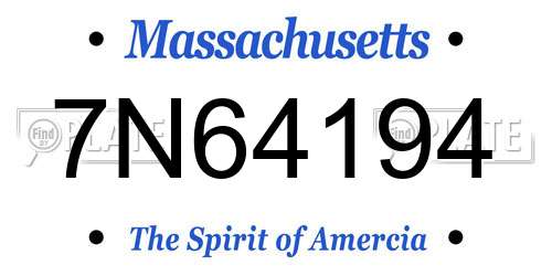 7N64194 Massachusetts License Plate