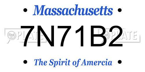 7N71B2 Massachusetts License Plate