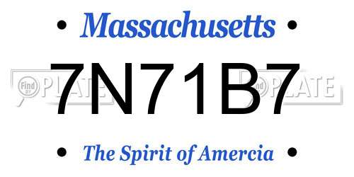 7N71B7 Massachusetts License Plate
