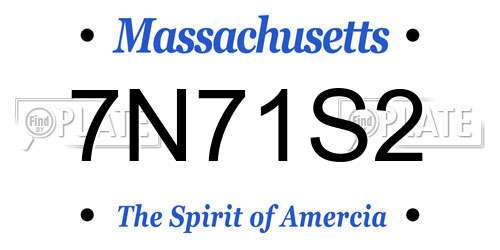 7N71S2 Massachusetts License Plate