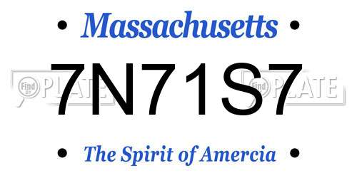 7N71S7 Massachusetts License Plate