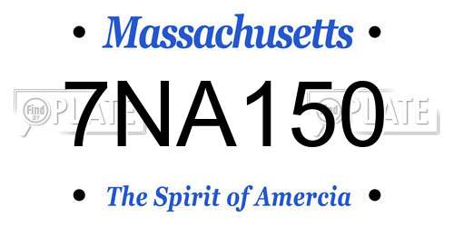 7NA150 Massachusetts License Plate