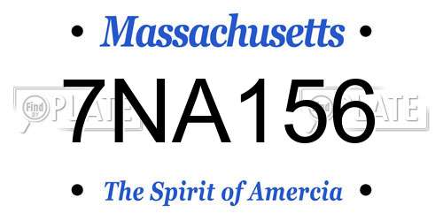 7NA156 Massachusetts License Plate