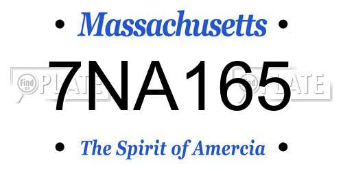 7NA165 Massachusetts License Plate