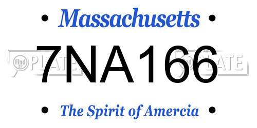 7NA166 Massachusetts License Plate