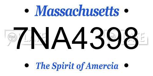 7NA4398 Massachusetts License Plate