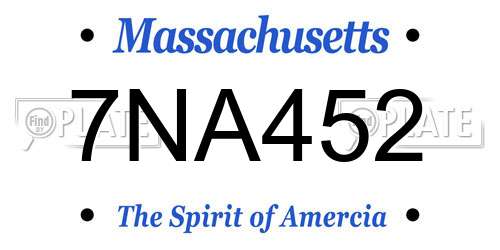 7NA452 Massachusetts License Plate