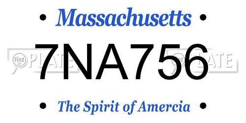 7NA756 Massachusetts License Plate