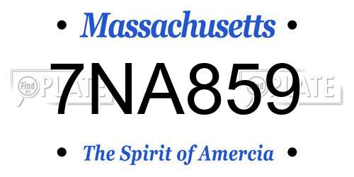7NA859 Massachusetts License Plate