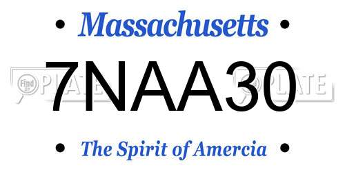 7NAA30 Massachusetts License Plate