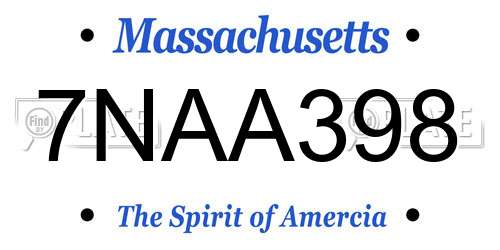 7NAA398 Massachusetts License Plate
