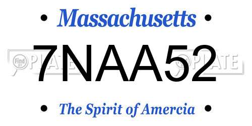 7NAA52 Massachusetts License Plate