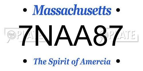 7NAA87 Massachusetts License Plate
