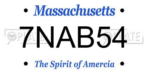 7NAB54 Massachusetts License Plate