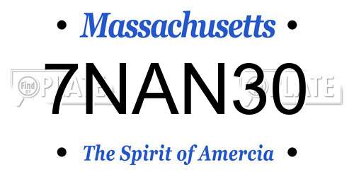 7NAN30 Massachusetts License Plate