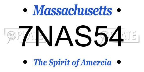7NAS54 Massachusetts License Plate