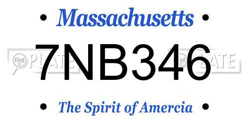 7NB346 Massachusetts License Plate