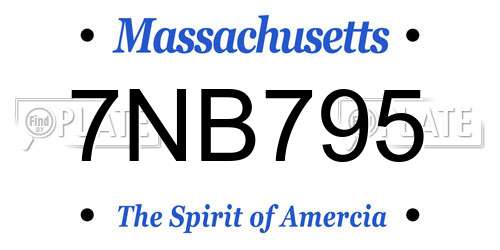 7NB795 Massachusetts License Plate