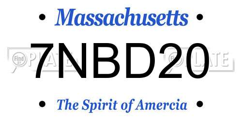 7NBD20 Massachusetts License Plate
