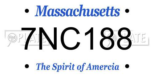 7NC188 Massachusetts License Plate