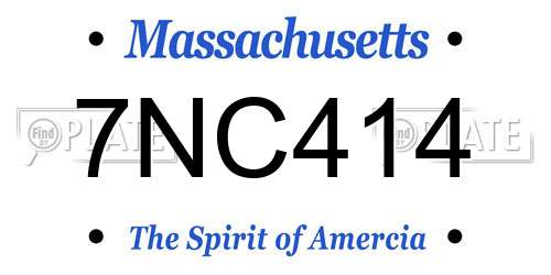 7NC414 Massachusetts License Plate