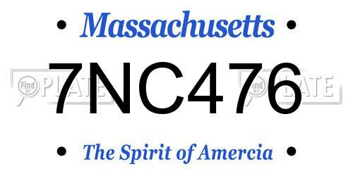 7NC476 Massachusetts License Plate