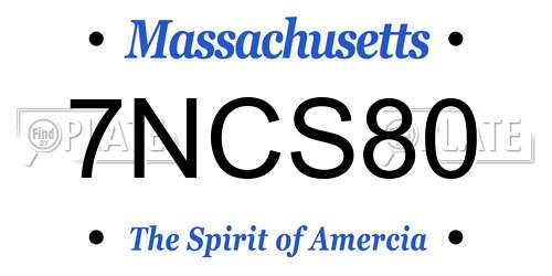 7NCS80 Massachusetts License Plate