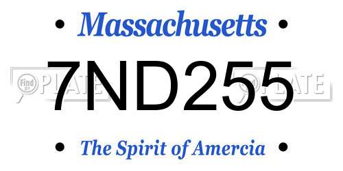 7ND255 Massachusetts License Plate