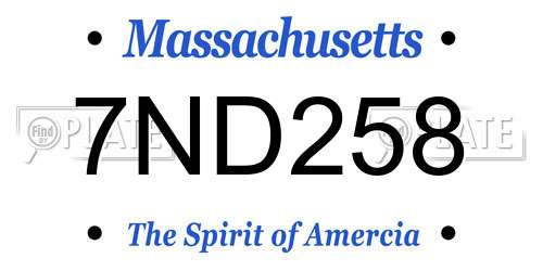 7ND258 Massachusetts License Plate