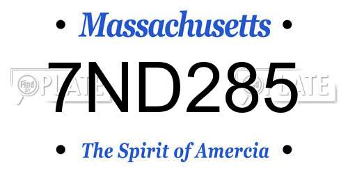 7ND285 Massachusetts License Plate