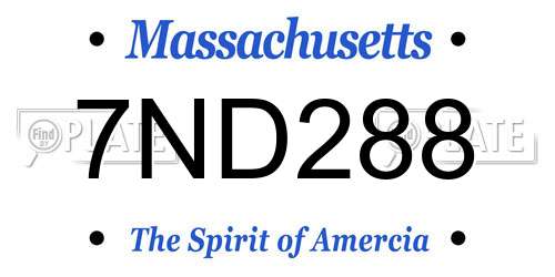 7ND288 Massachusetts License Plate