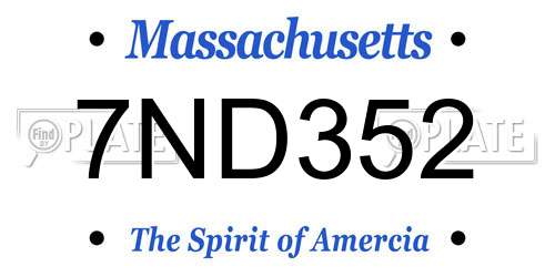 7ND352 Massachusetts License Plate