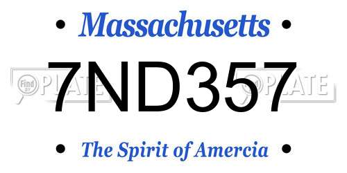7ND357 Massachusetts License Plate