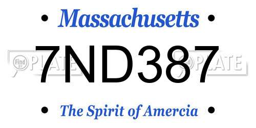 7ND387 Massachusetts License Plate