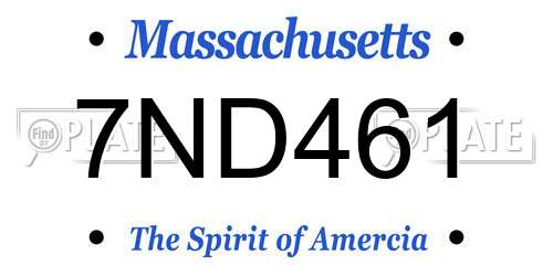 7ND461 Massachusetts License Plate
