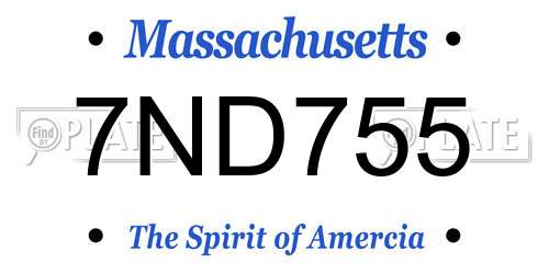 7ND755 Massachusetts License Plate