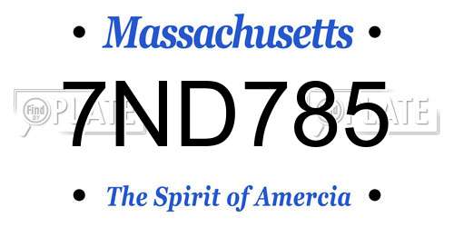 7ND785 Massachusetts License Plate