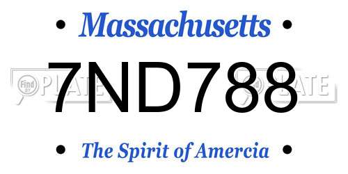 7ND788 Massachusetts License Plate