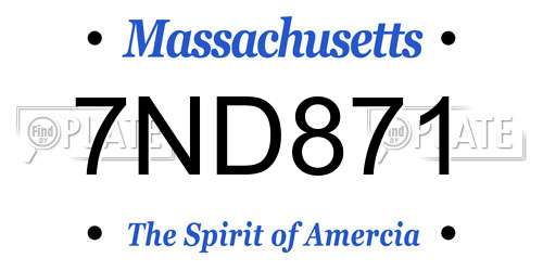 7ND871 Massachusetts License Plate