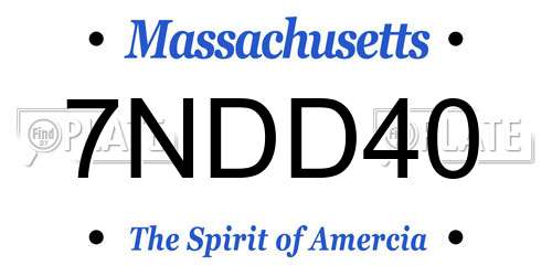 7NDD40 Massachusetts License Plate
